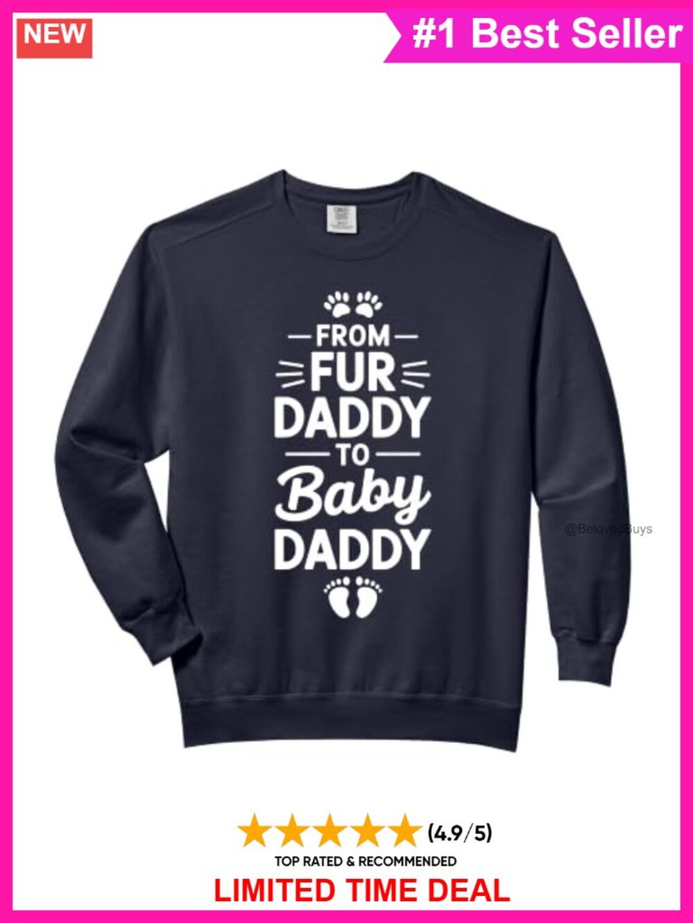 Men's Fur Dad Graphic Sweatshirt Cotton Blend Crew Neck Long Sleeve